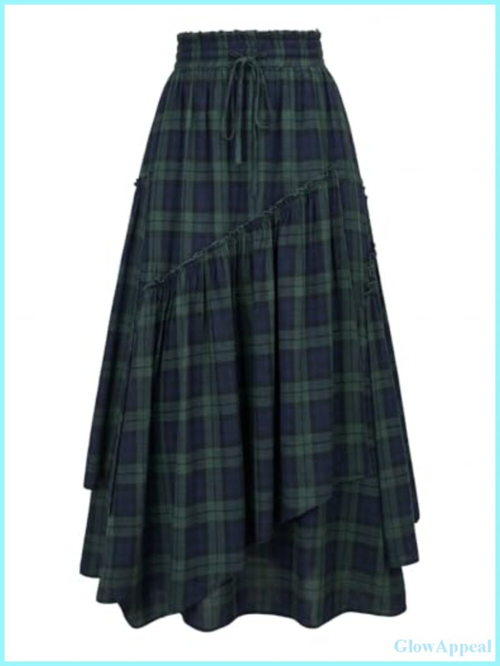 Flowy Plaid Maxi Skirt with Pockets Renaissance A-Line